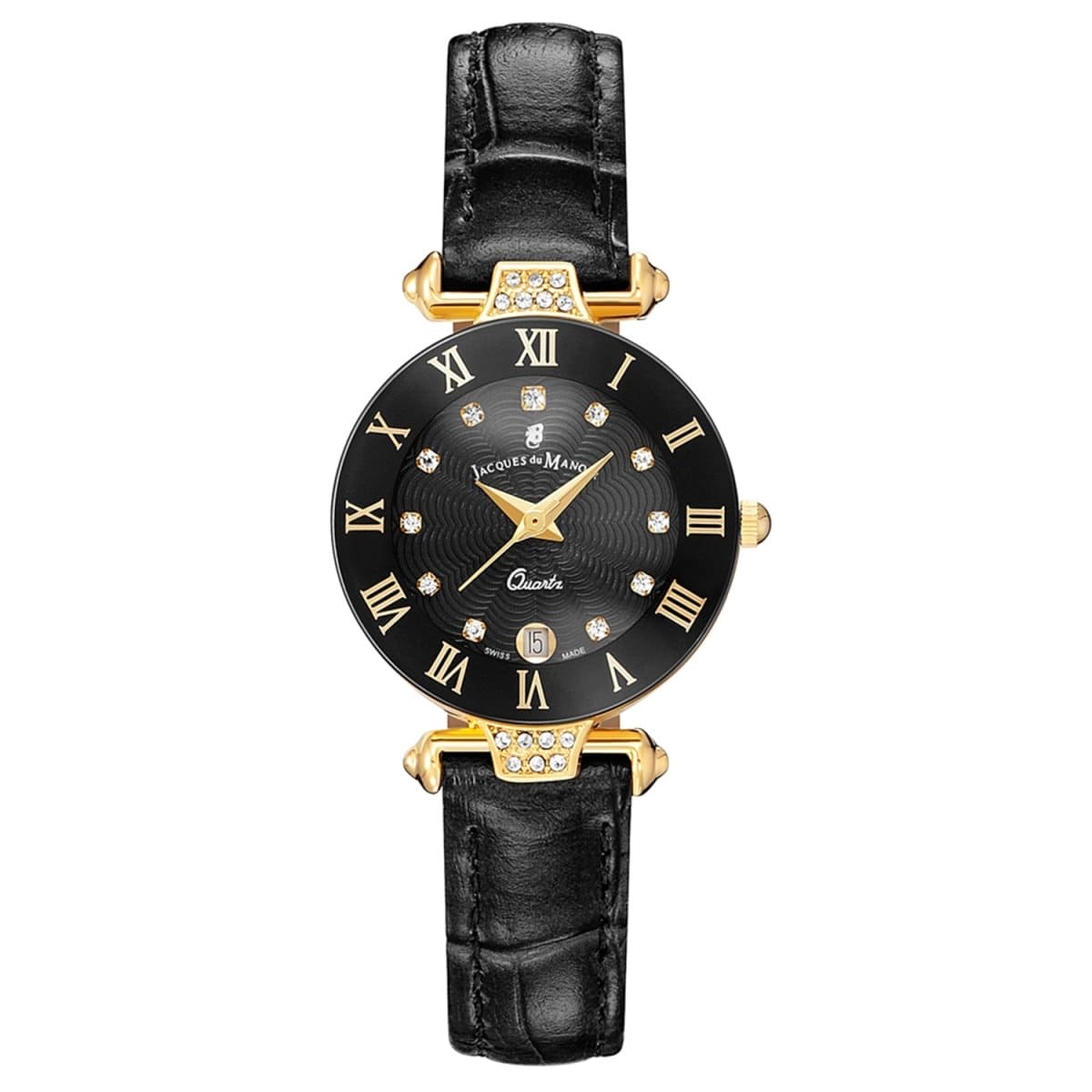 JACQUES DU MANOIR Coupole Fashion Swiss Made Analogue Black Round Dial Women's Watch- RCP.88
