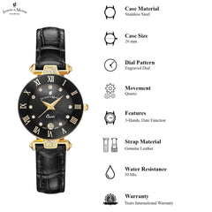 JACQUES DU MANOIR Coupole Fashion Swiss Made Analogue Black Round Dial Women's Watch- RCP.88