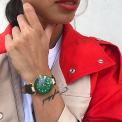 JACQUES DU MANOIR Coupole Fashion Swiss Made Analogue Green Round Dial Women's Watch- RCP.89