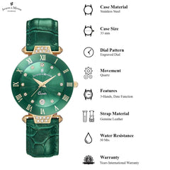 JACQUES DU MANOIR Coupole Fashion Swiss Made Analogue Green Round Dial Women's Watch- RCP.89