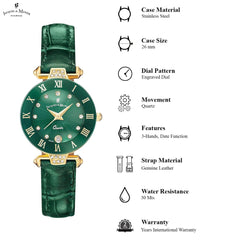 JACQUES DU MANOIR Coupole Fashion Swiss Made Analogue Green Round Dial Women's Watch- RCP.90