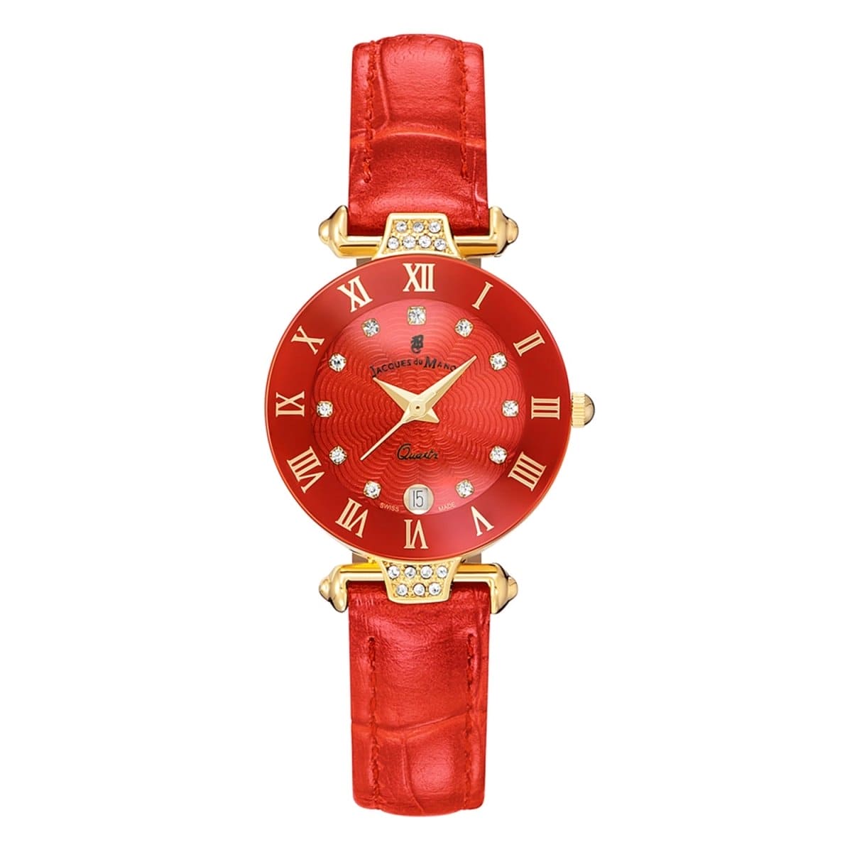 JACQUES DU MANOIR Coupole Fashion Swiss Made Analogue Red Round Dial Women's Watch- RCP.94