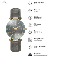 JACQUES DU MANOIR Coupole Fashion Swiss Made Analogue Grey Round Dial Women's Watch- RCP.97
