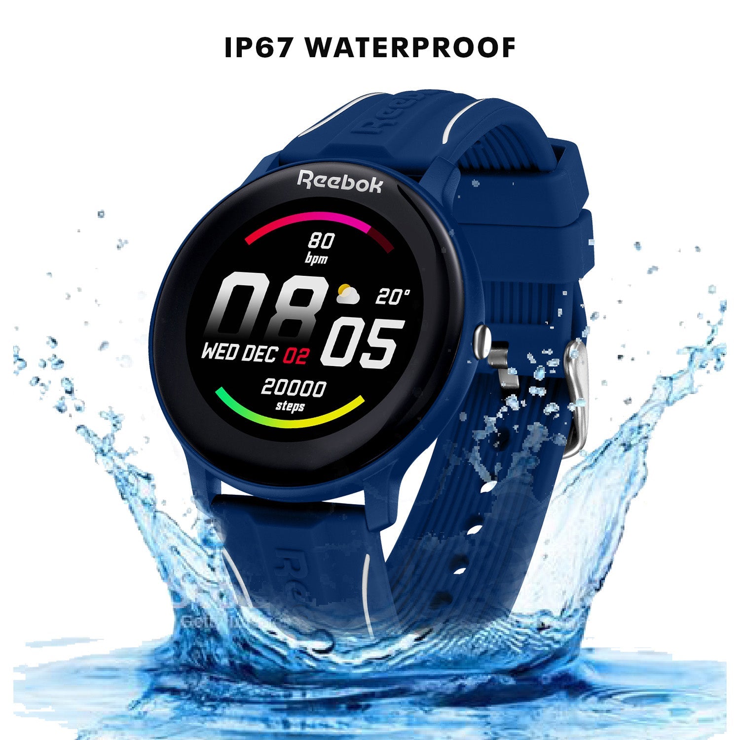 Reebok ActiveFit 1.0 Smartwatch- 1.3" Full-touch HD Display, Complete Health Suite with SpO2 sensor, Dynamic HRM, BP & Sleep Monitor, Durable Spindrop Strap, 15+ Sports Modes & Upto 15 days Battery life-RV-ATF-U0-PNIN-BB