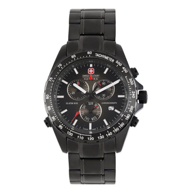 SWISS MILITARY NAVIGATOR PRO Chronograph Black Round Dial Men's Watch - SM10080XSB.02M-SET