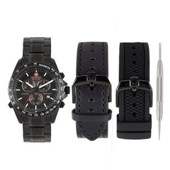 SWISS MILITARY NAVIGATOR PRO Chronograph Black Round Dial Men's Watch - SM10080XSB.02M-SET