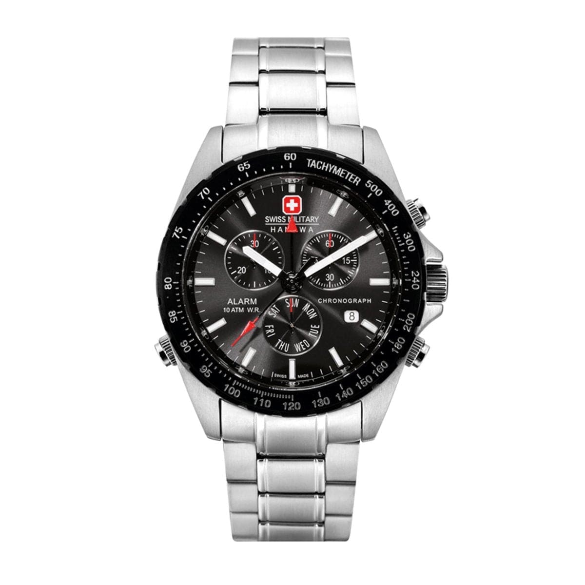 SWISS MILITARY NAVIGATOR PRO Chronograph Black Round Dial Men's Watch - SM10080XSTB.H02-SET
