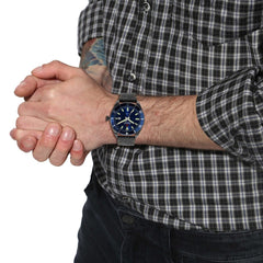 SWISS MILITARY SKIPPER Analogue Blue Round Dial Men's Watch - SM14009JSU03BK.H03