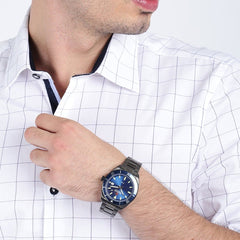SWISS MILITARY SKIPPER Analogue Blue Round Dial Men's Watch - SM14009JSU03.H03M