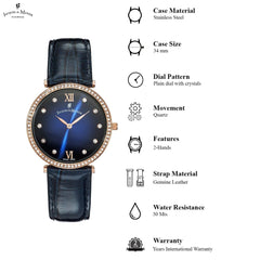 JACQUES DU MANOIR Cocktail Swiss Made Analogue Blue Round Dial Women's Watch- SOR.01