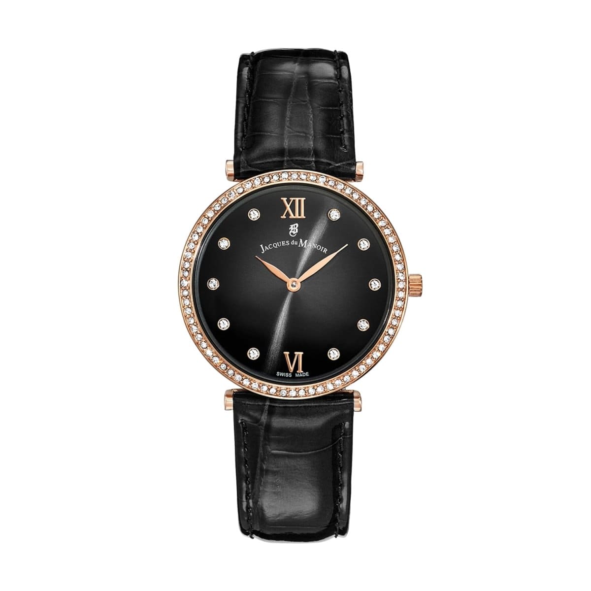 JACQUES DU MANOIR Cocktail Swiss Made Analogue Black Round Dial Women's Watch- SOR.05