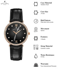 JACQUES DU MANOIR Cocktail Swiss Made Analogue Black Round Dial Women's Watch- SOR.05