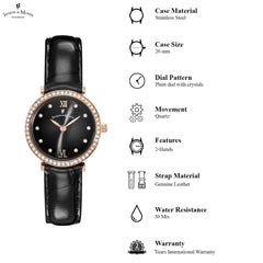 JACQUES DU MANOIR Cocktail Swiss Made Analogue Black Round Dial Women's Watch- SOR.06