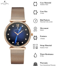 JACQUES DU MANOIR Cocktail Swiss Made Analogue Blue Round Dial Women's Watch- SORMI.01