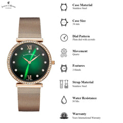 JACQUES DU MANOIR Cocktail Swiss Made Analogue Green Round Dial Women's Watch- SORMI.03