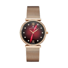 JACQUES DU MANOIR Cocktail Swiss Made Analogue Burgundy Round Dial Women's Watch- SORMI.07