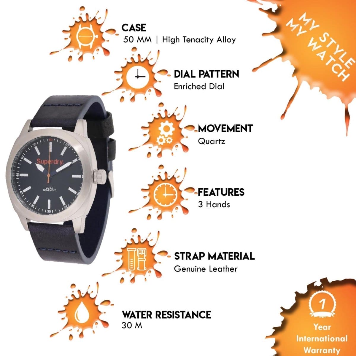 Superdry THOR Quartz Blue Round Dial Men's Watch - SYG103TBA