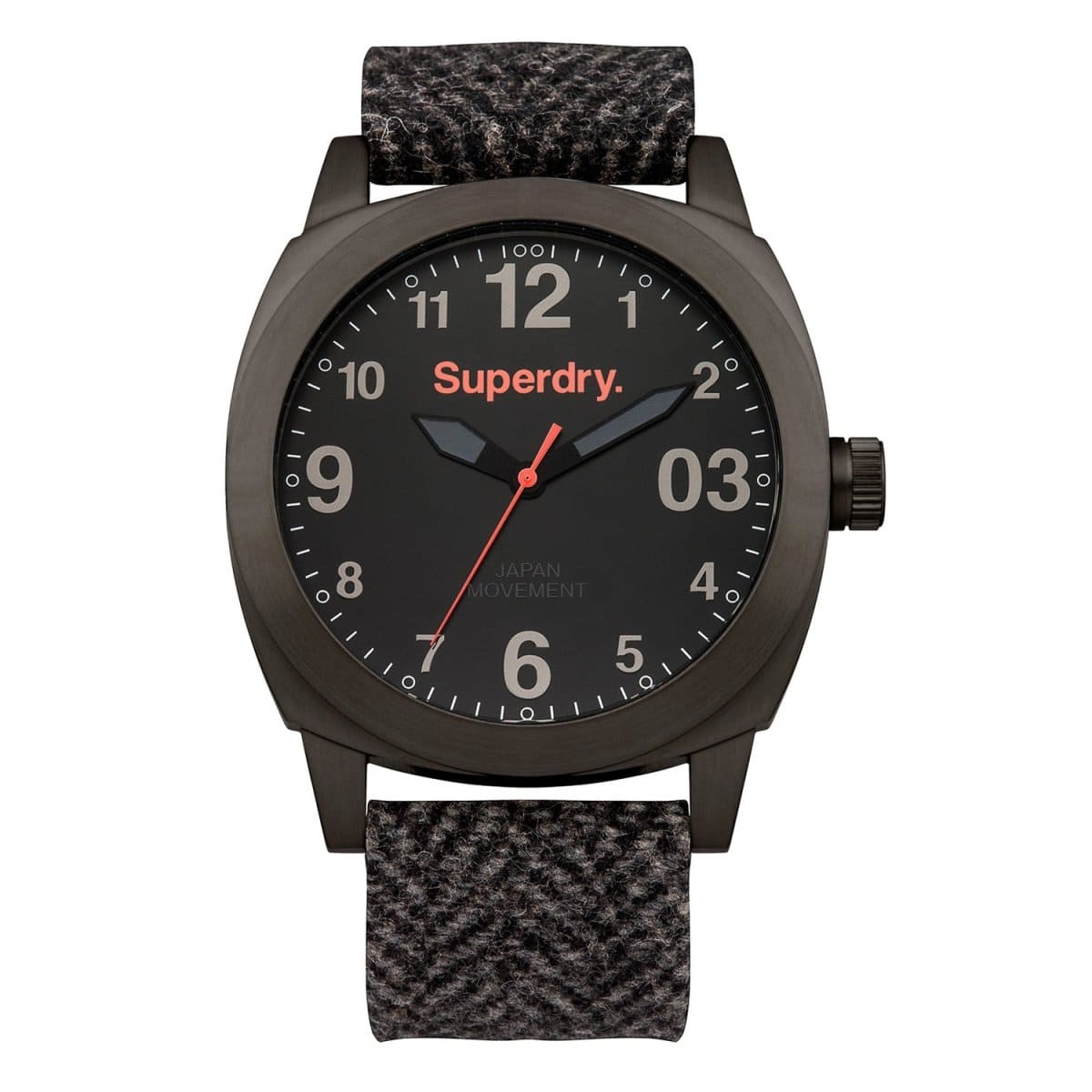 Superdry Thor Tweed Quartz Black Round Dial Men's Watch - SYG126UM