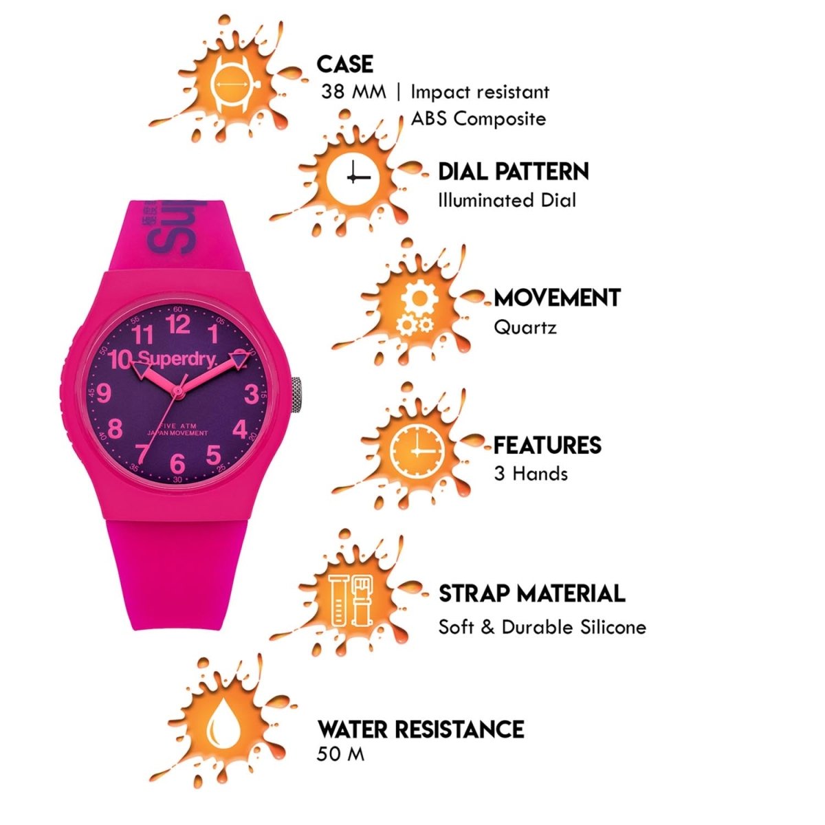 Superdry URBAN Quartz Purple Round Dial Women's Watch - SYG164PV