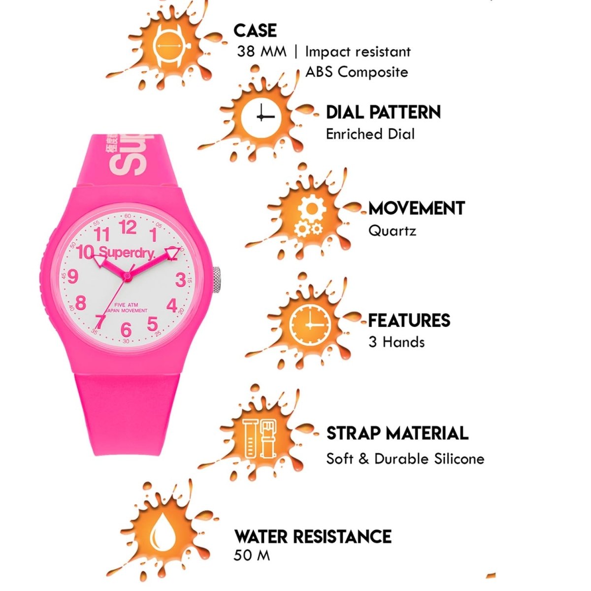 Superdry URBAN Quartz White Round Dial Women's Watch - SYG164PW