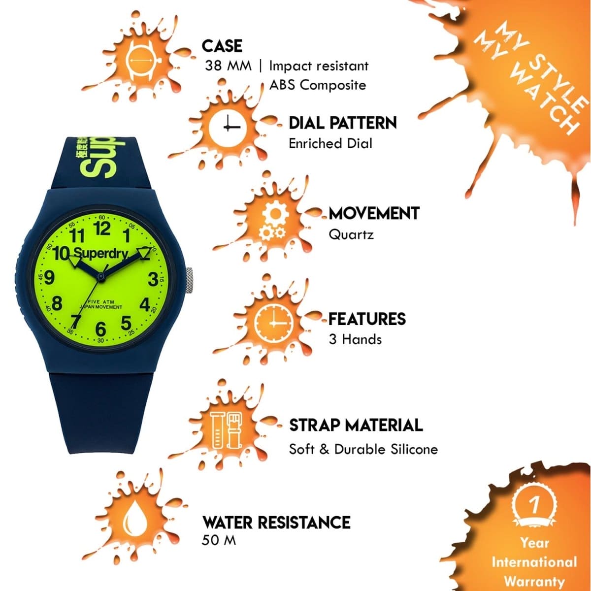 Superdry URBAN Quartz Lime Round Dial Women's Watch - SYG164UN