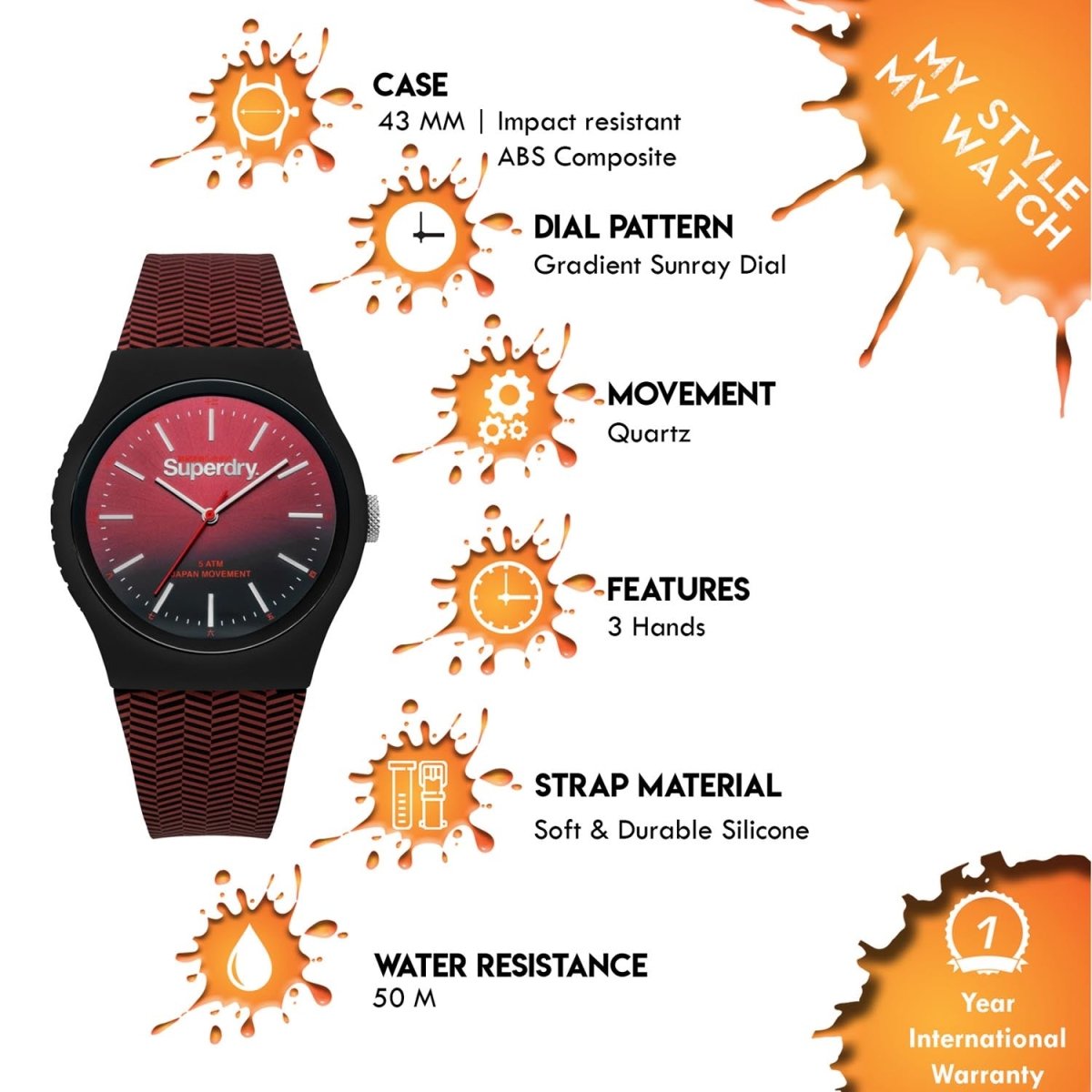 Superdry URBAN HERRINGBONE Quartz Multicolor Round Dial Men's Watch - SYG184RB