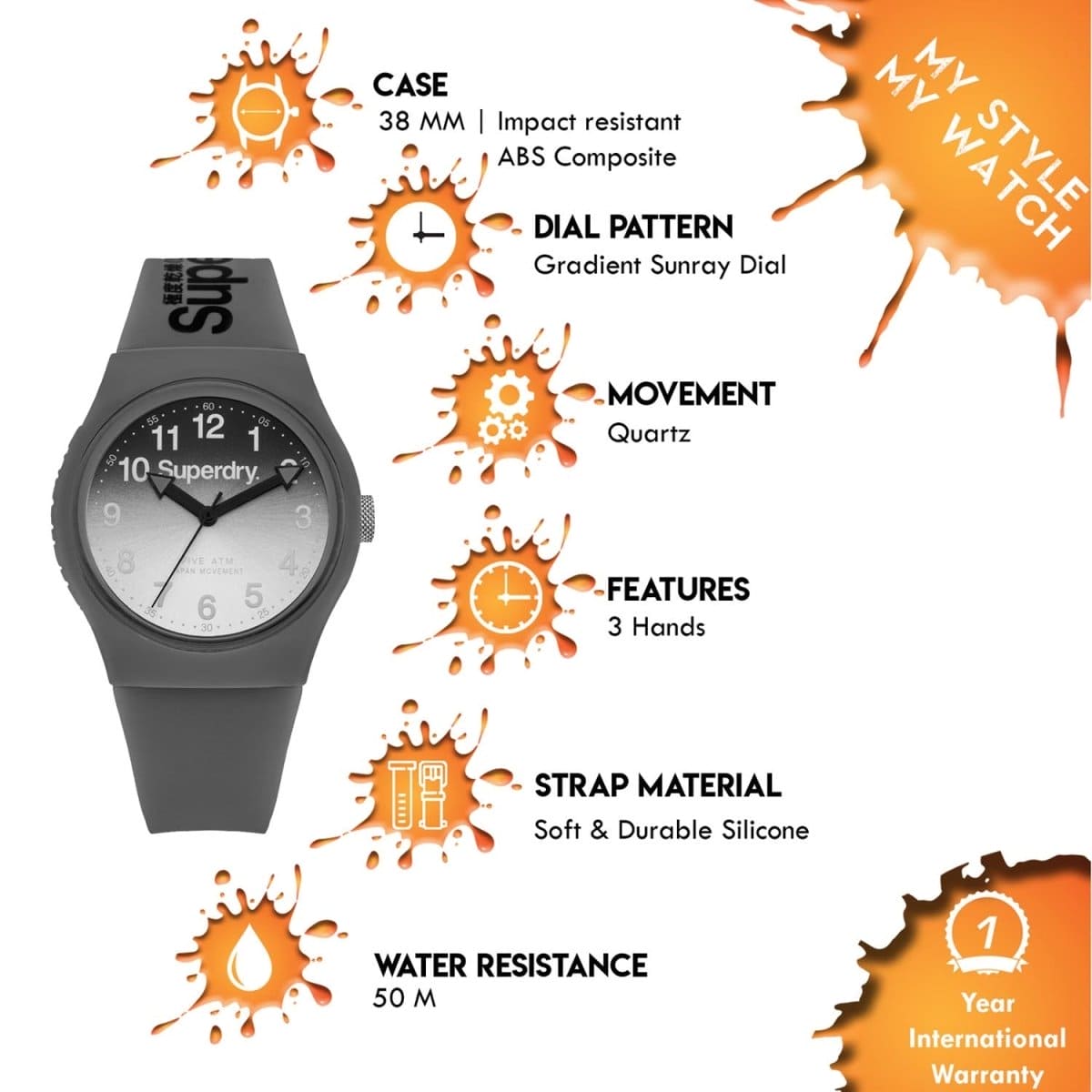 Superdry URBAN LASER Quartz Multicolor Round Dial Women's Watch - SYG198EE