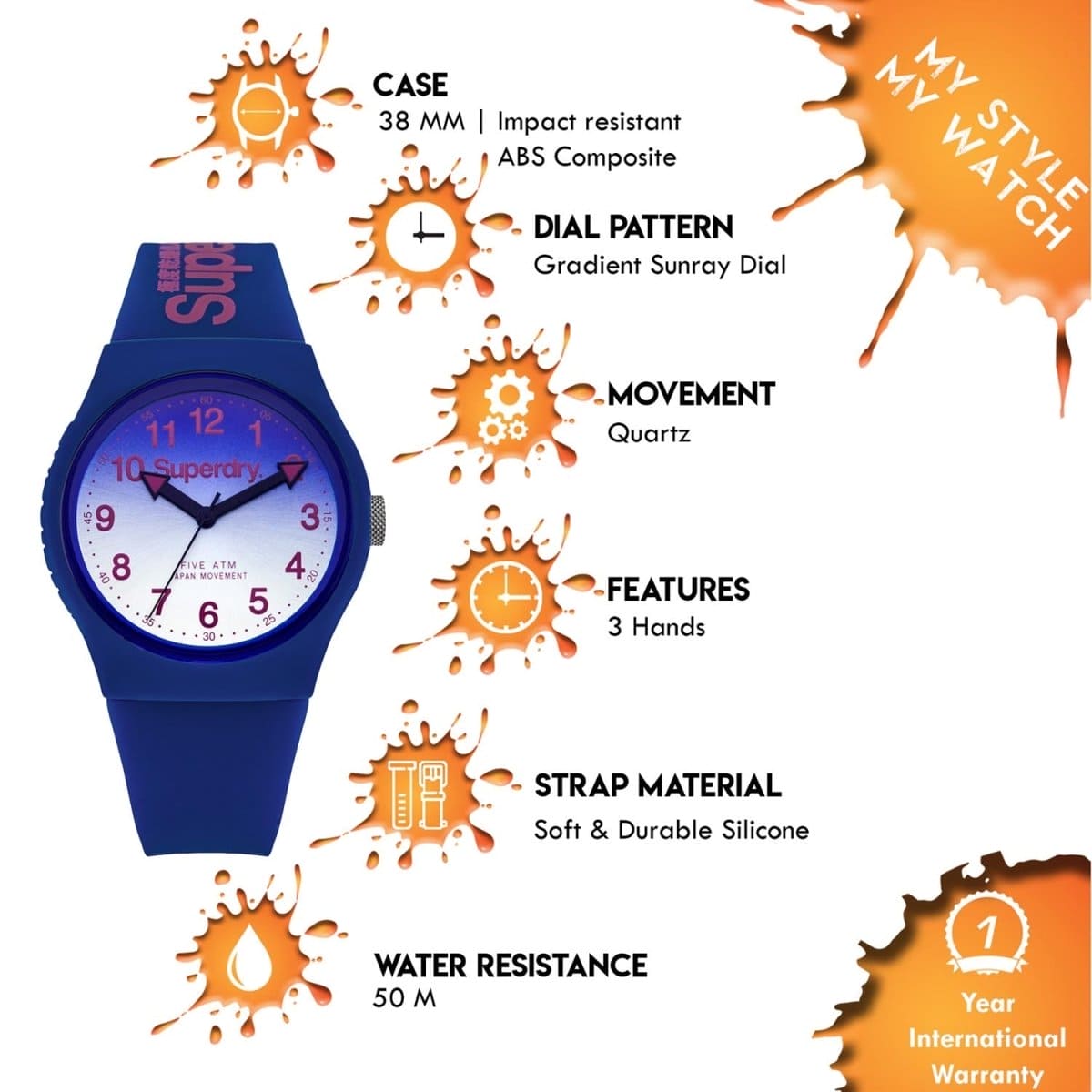 Superdry URBAN LASER Quartz Multicolor Round Dial Women's Watch - SYG198UU