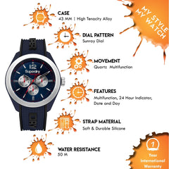Superdry Navigator Posh Multifunction Blue Round Dial Men's Watch- SYG215UB