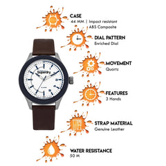 Superdry REBEL CHALLENGER Quartz White Round Dial Men's Watch - SYG231BR