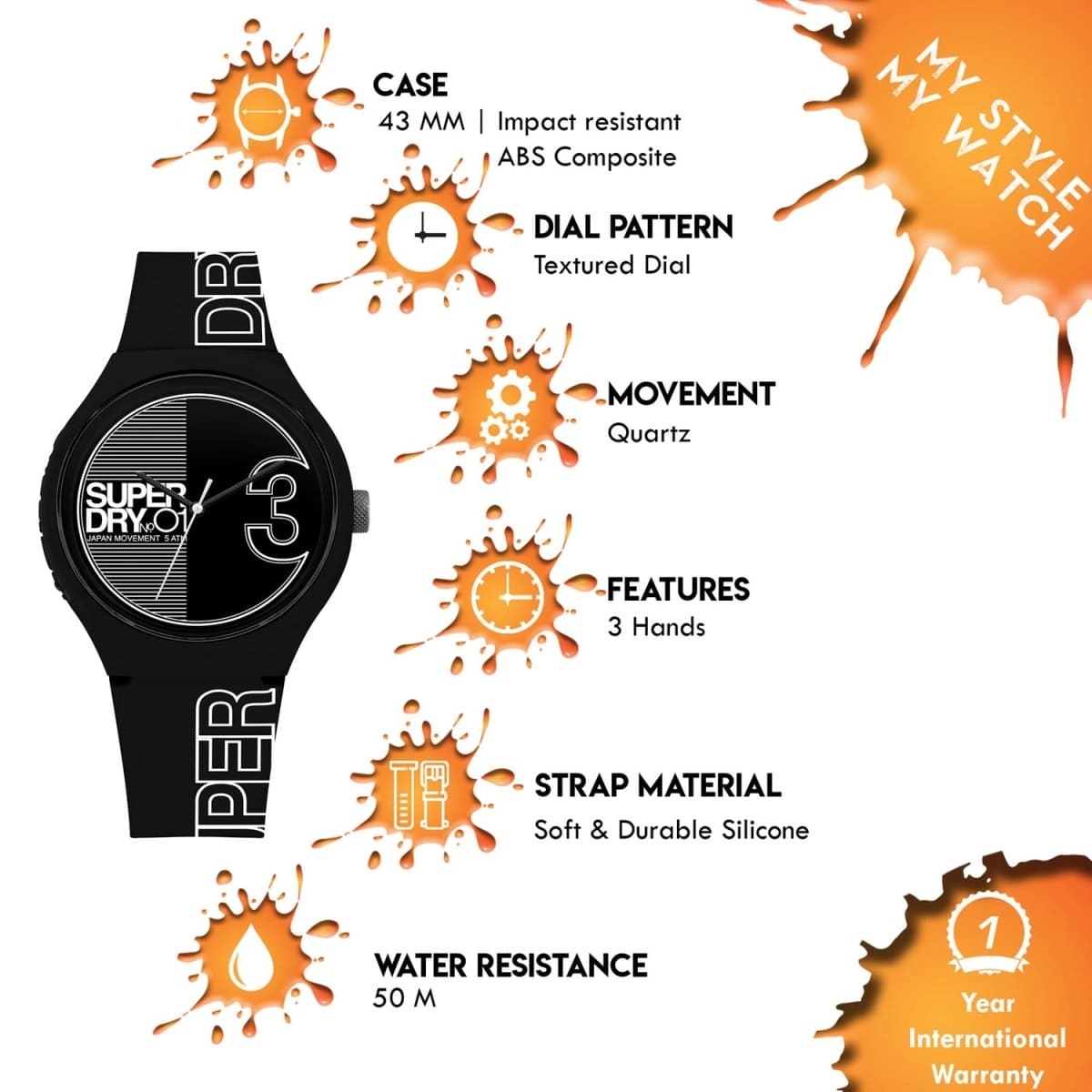 Superdry URBAN XL FUSION Quartz Multicolor Round Dial Men's Watch - SYG239BW