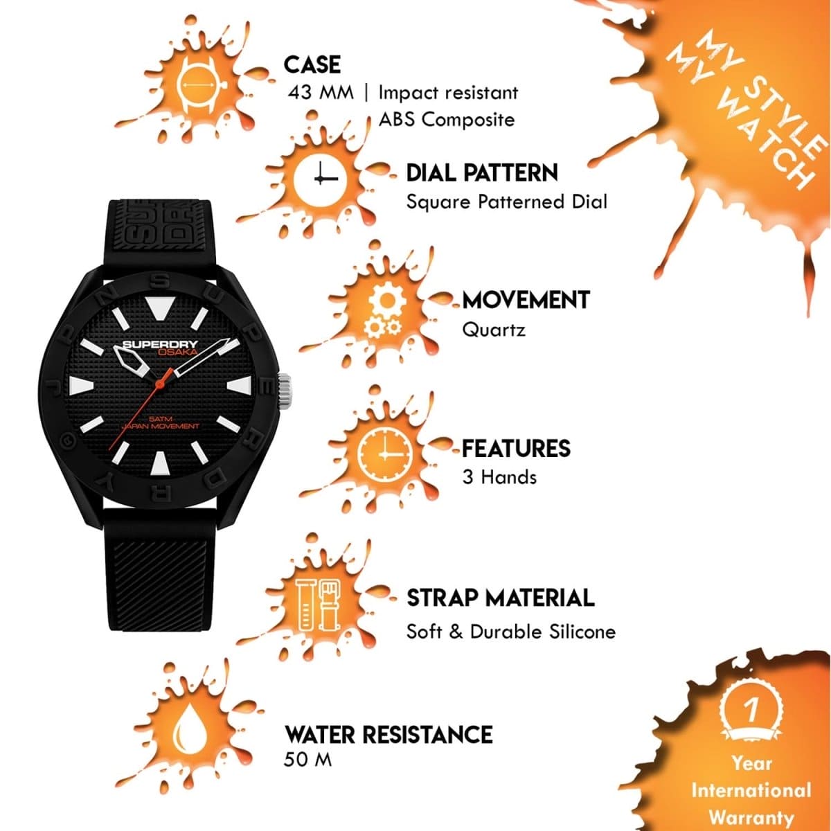 Superdry OSAKA Quartz Black Round Dial Men's Watch - SYG243B