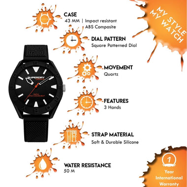 Superdry OSAKA Quartz Black Round Dial Men's Watch - SYG243B
