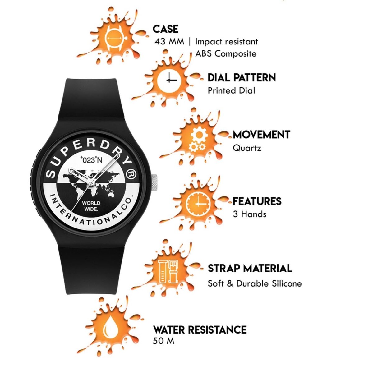 Superdry URBAN XL INTERNATIONAL GMT Multicolor Round Dial Men's Watch - SYG279B