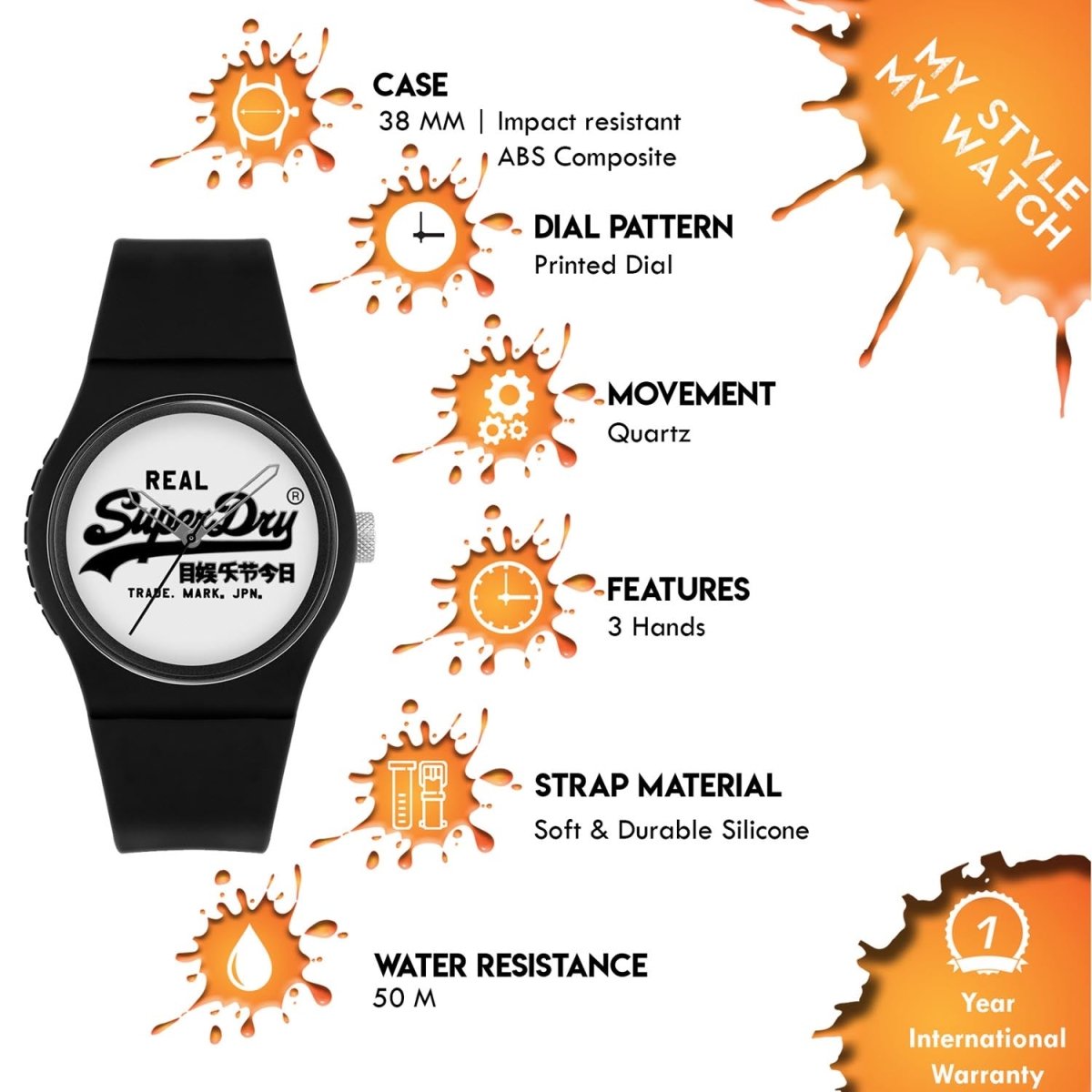 Superdry URBAN ORIGINAL Quartz White Round Dial Women's Watch - SYG280BW