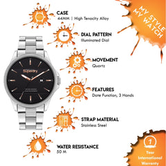 Superdry HOXTON DATE Analog Black Round Dial Men's Watch- SYG281BSM