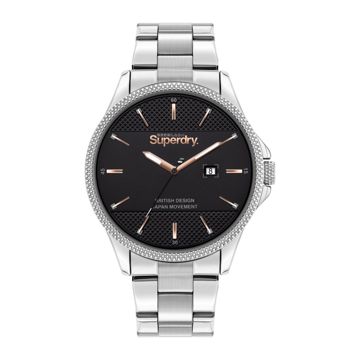 Superdry HOXTON DATE Analog Black Round Dial Men's Watch- SYG281BSM