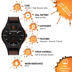 Superdry MARKSMAN SPORT Analog Black Round Dial Men's Watch- SYG285BR