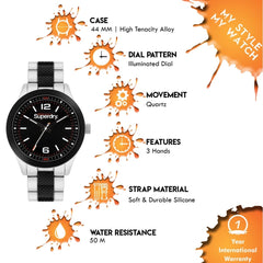 Superdry SCUBA SPORT Analog Black Round Dial Men's Watch- SYG288BSM
