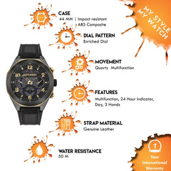 Superdry ADVENTURER MULTI Multifunction Black Round Dial Men's Watch- SYG307B