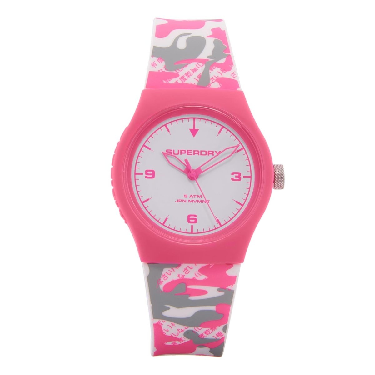 Superdry URBAN FLURO CAMO Quartz White Round Dial Women's Watch - SYL296EP