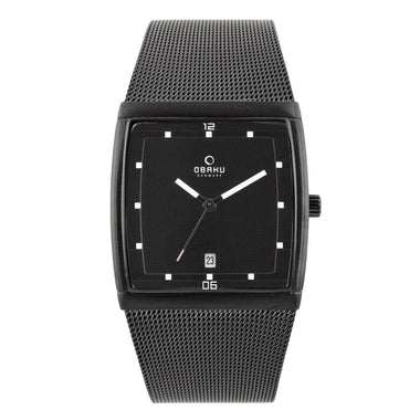 Obaku Lund Charcoal Quartz Black Square Dial Men's Watch- V102GDBBMB