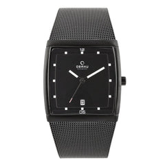 Obaku Lund Charcoal Quartz Black Square Dial Men's Watch- V102GDBBMB