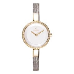 Obaku Siv Glimt Gold-Bi Quartz 5.9mm Slim Case Silver Round Dial Women's Watch- V129LEGIMC