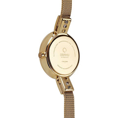 Obaku Siv Gold Quartz 5.9mm Slim Case Gold Round Dial Women's Watch- V129LXGGMG