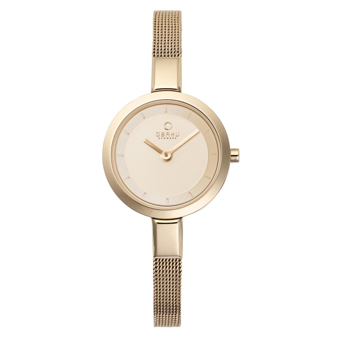 Obaku Siv Gold Quartz 5.9mm Slim Case Gold Round Dial Women's Watch- V129LXGGMG