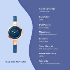 OBAKU SIV NAVY Quartz MOP Round Dial Women's Watch -V129LXVLRA