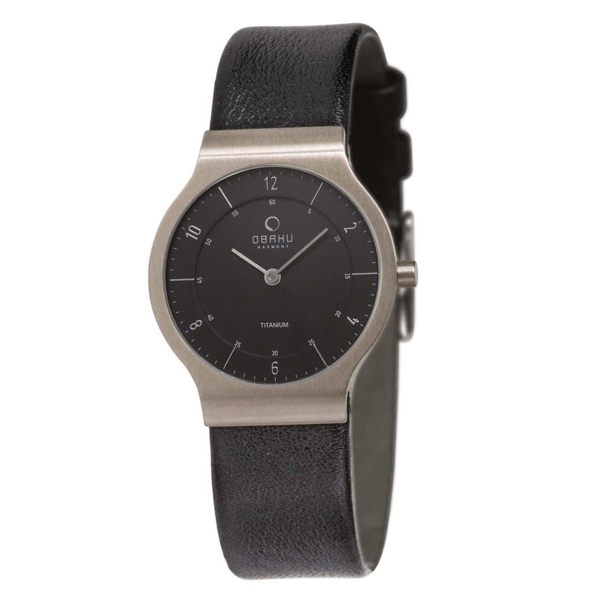 Obaku Flat Titanium Quartz Black Round Dial Women's Watch- V133LTBRB