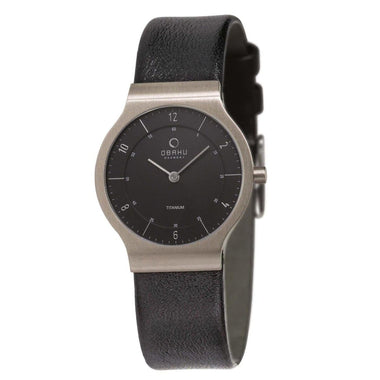 Obaku Flat Titanium Quartz Black Round Dial Women's Watch- V133LTBRB