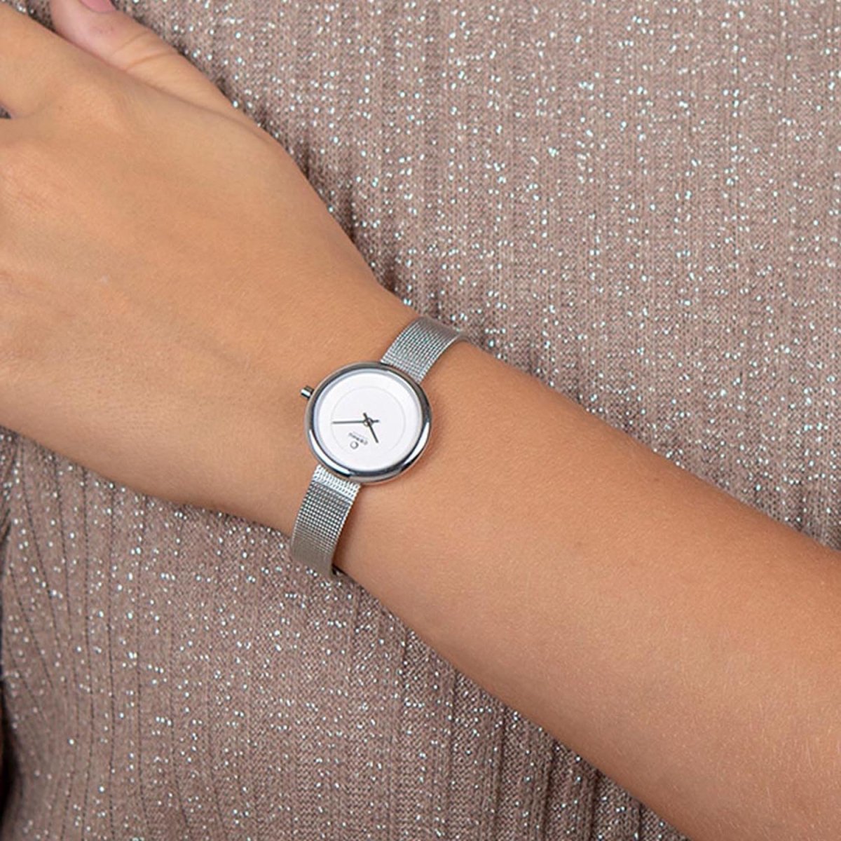 Obaku Stille Steel 6.2mm Slim Case Silver Round Dial Women's Watch- V146LXCIMC
